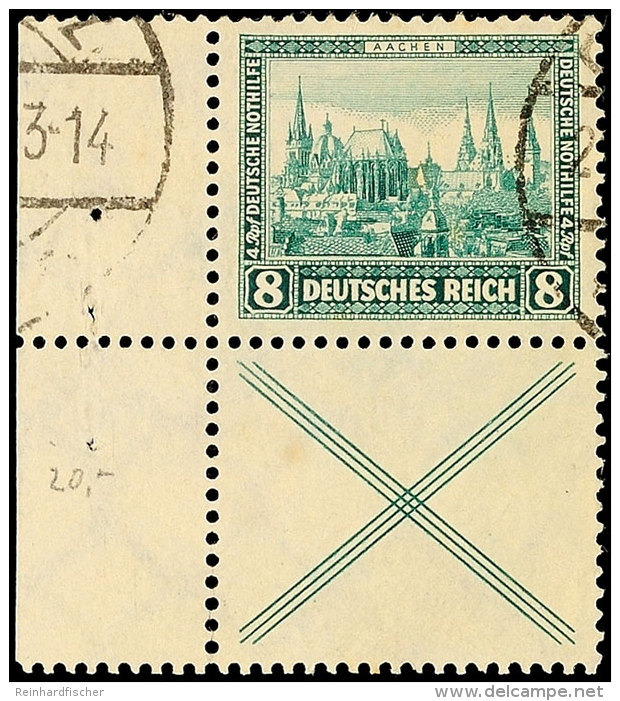 8 Pf.+X, Nothilfe 1930, Senkr. Zusammendruck Mit Rand, Gest., Mi. 150,-, Katalog: S80 O8 Pf. X, Help In Need... - Other & Unclassified