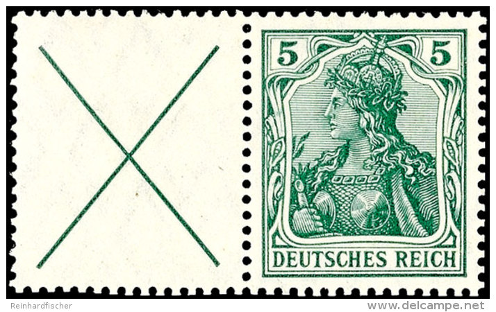 Germania 1912, X + 5 Pfg Germania (Friedensdruck), Waagerechter Zusammendruck, Tadellos Postfrisch, Gute... - Other & Unclassified