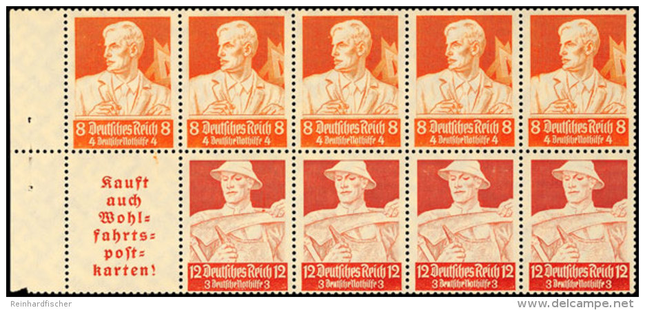 St&auml;nde 1934, 8+12 Pf., Heftchenblatt Durchgez&auml;hnt, Postfrisch, Mi. 180,-, Katalog: HBl.102A **Trades... - Other & Unclassified