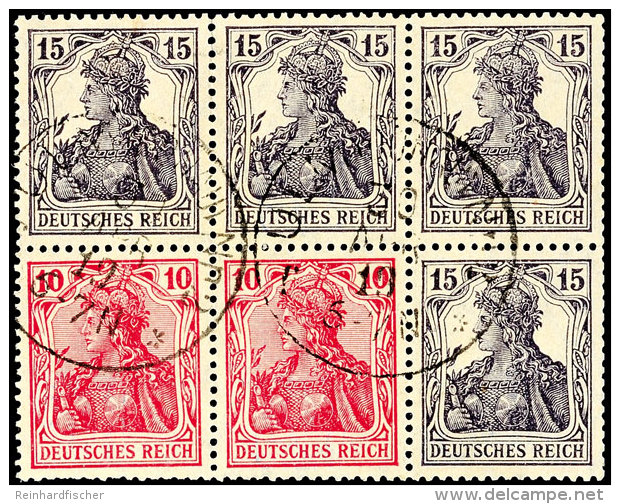 Germania 1919, 10 Pf. + 15 Pf. Dunkelviolett, Gestempelt, "ULM 30. AUG 19", Gepr. Infla, Mi. 240.-, Katalog:... - Other & Unclassified