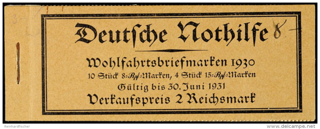 Nothilfe 1930, H-Bl&auml;tter Nicht Durchgez&auml;hnt, Postfrisch, Deckelanschlag Und Beschriftet (Seite 3... - Booklets