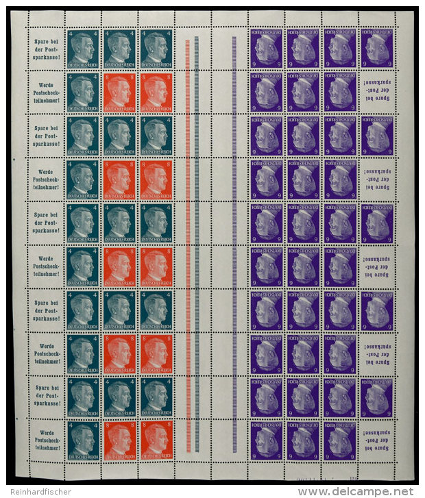 Hitler 1941, Markenhefchenbogen 4+6+8 Pf., HAN 20144.41 1 H&Uuml; Violett, Postfrisch, Mi. 800,-, Katalog: MHB70HAN... - Other & Unclassified