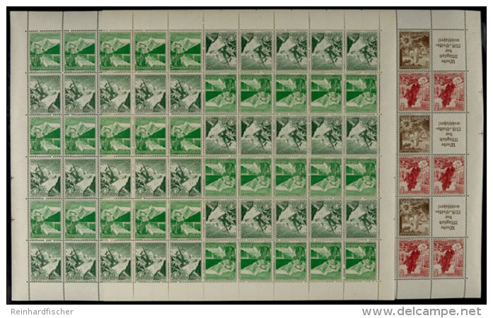 WHW 1938 Ostmark, 2 Markenheftchenbogen Postfrisch, 3+12 Pf. Mit Formnummer 1, Mi. 680,-, Katalog: MHB63/64... - Autres & Non Classés