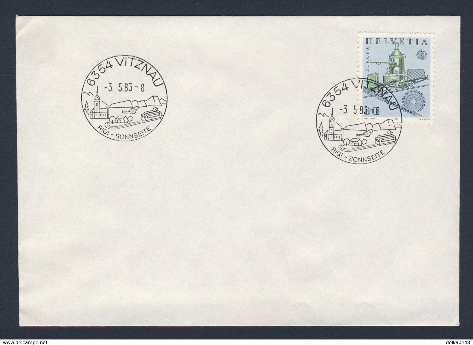 Switzerland Schweiz Suisse 1983 Cover / Brief + Mi 1250 - Vitznau - Rigi Bahn, Cog Railway / Zahnradbahn - Treinen