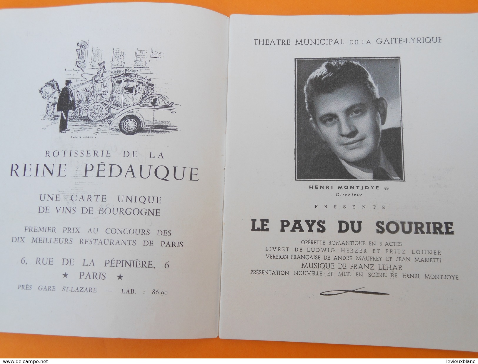 Programme De Théatre/Théatre Municipal De La Gaieté Lyrique/Le Pays Du Sourire/Madeleine VERNON/1949         PROG134 - Programma's