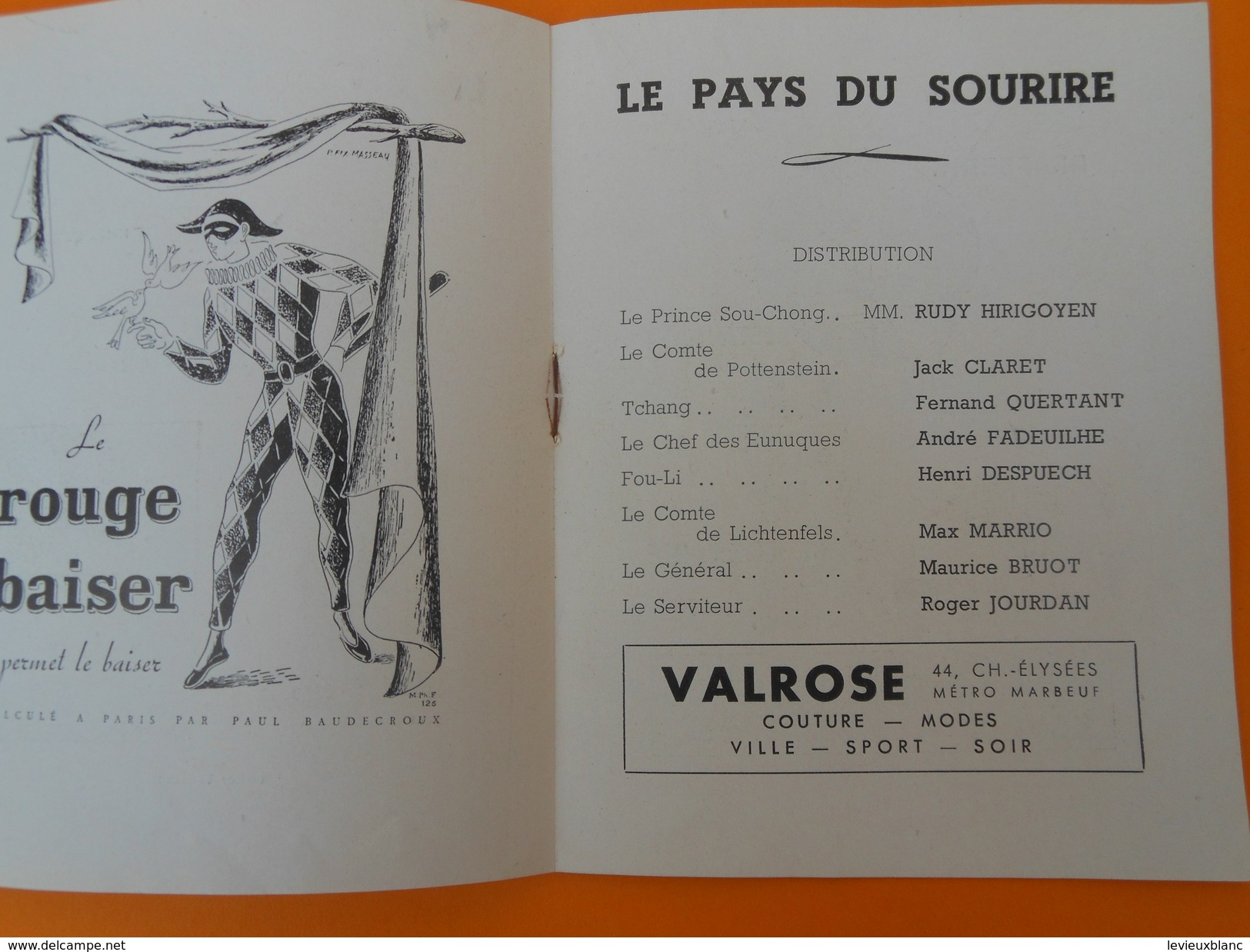 Programme De Théatre/Théatre Municipal De La Gaieté Lyrique/Le Pays Du Sourire/Madeleine VERNON/1949         PROG134 - Programma's