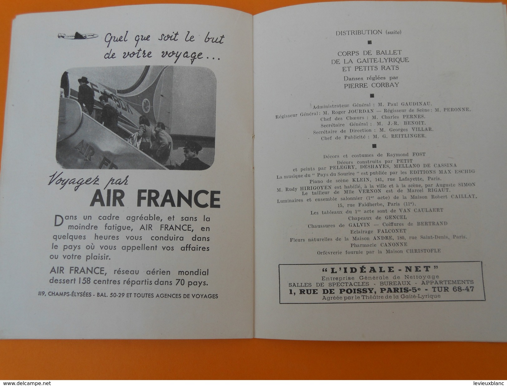 Programme De Théatre/Théatre Municipal De La Gaieté Lyrique/Le Pays Du Sourire/Madeleine VERNON/1949         PROG134 - Programma's