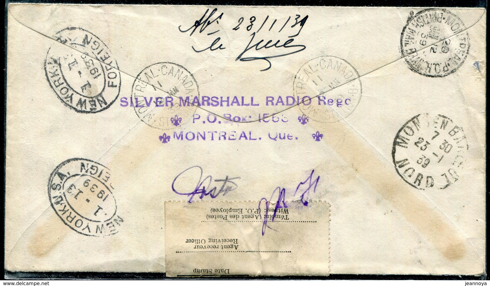 CANADA - N° 198 / LR DE MONTREAL LE 12/1/1939 POUR LA FRANCE, AVEC ETIQUETTE " OUVERT & REPARE D'OFFICE " LE 12/1/1939 - - Recomendados