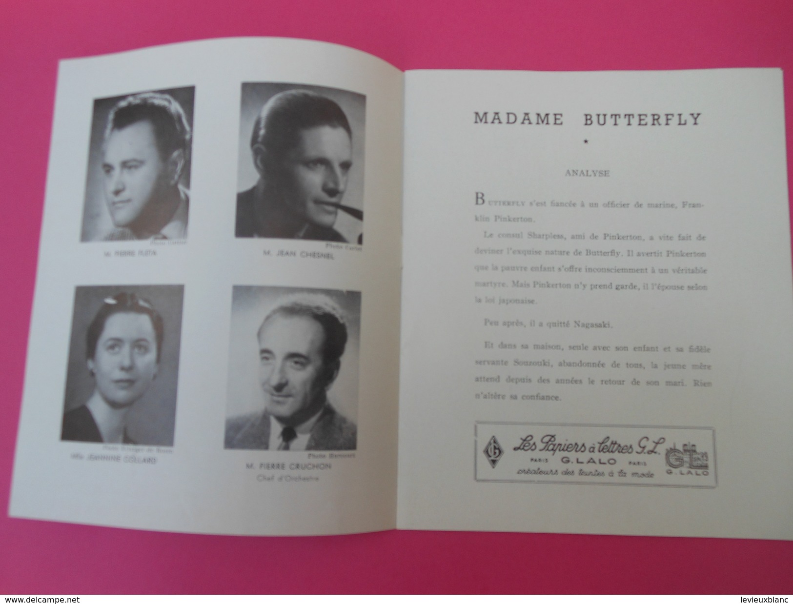 Programme De Théatre/Théatre National De L'Opéra Comique/Madame Butterfly/Pierre Fleta, Margaret Mas/1962        PROG135 - Programmes