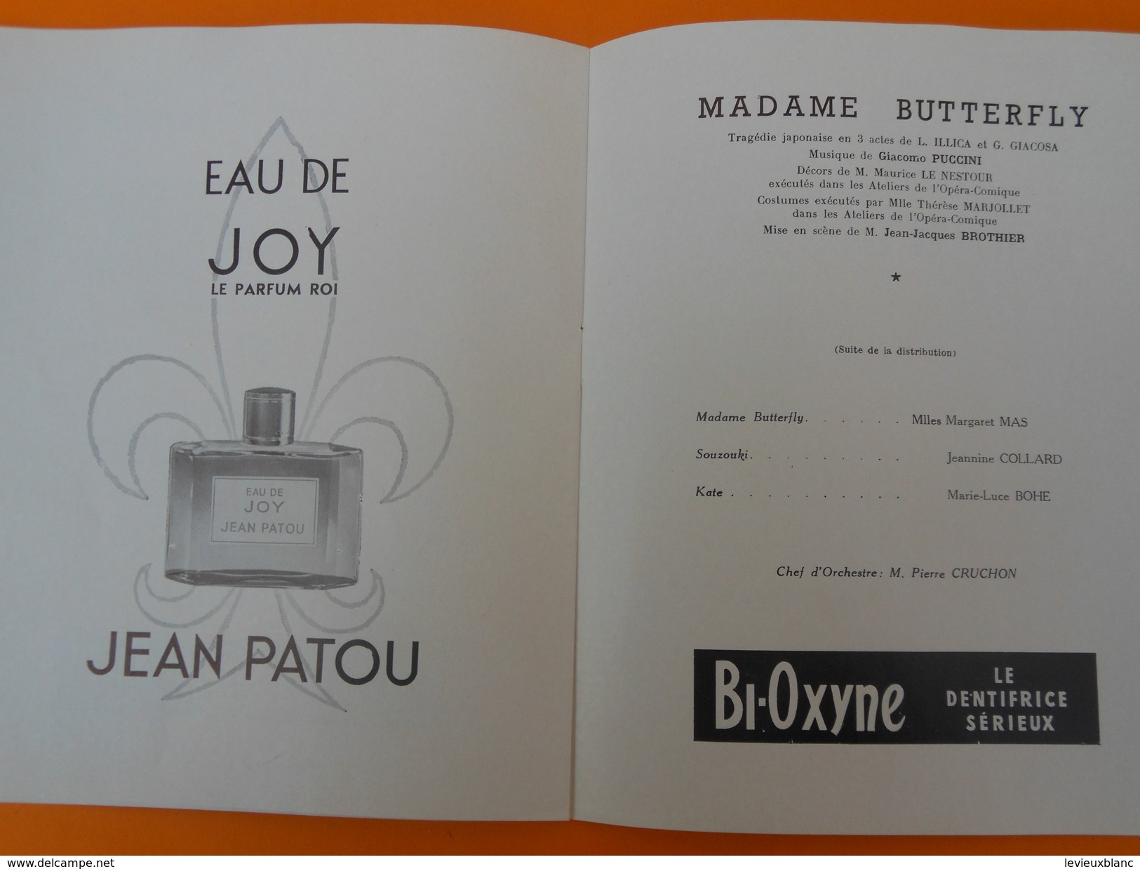 Programme De Théatre/Théatre National De L'Opéra Comique/Madame Butterfly/Pierre Fleta, Margaret Mas/1962        PROG135 - Programmes