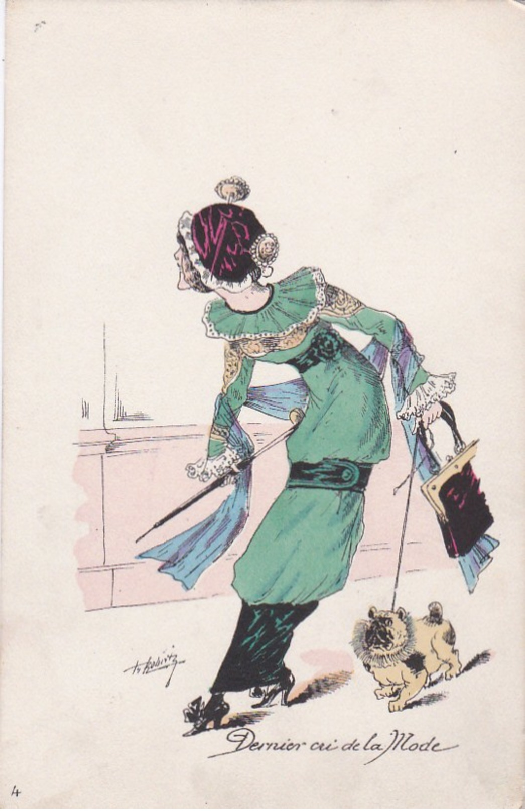 CPA Illustrée Signé Roberty  MODE 1900 Couturier PAUL POIRET Les ENTRAVEES Elégante Et Son CHIEN BOULEDOGUE Français - Autres & Non Classés