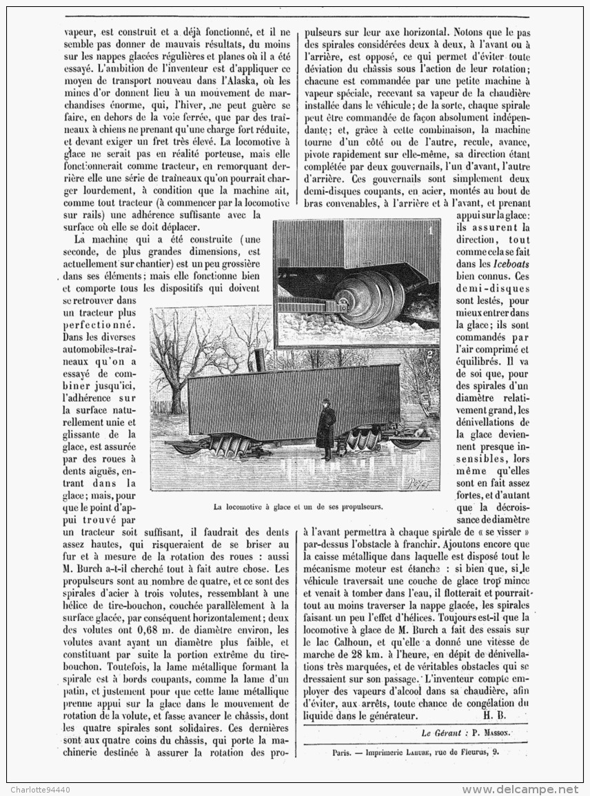 LA PROPULSION Par HELICE SUR LA GLACE   1907 - Eisenbahnverkehr