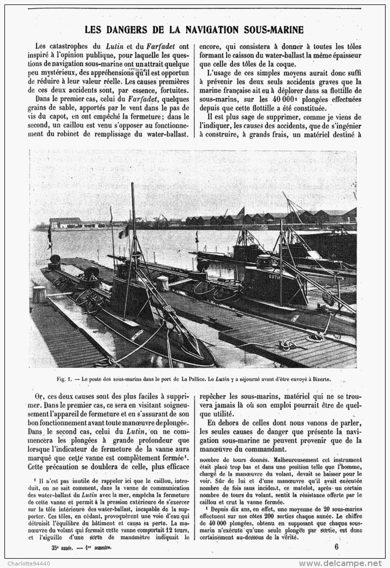 LES DANGERS DE LA NAVIGATION SOUS-MARINE  1907 - Other & Unclassified