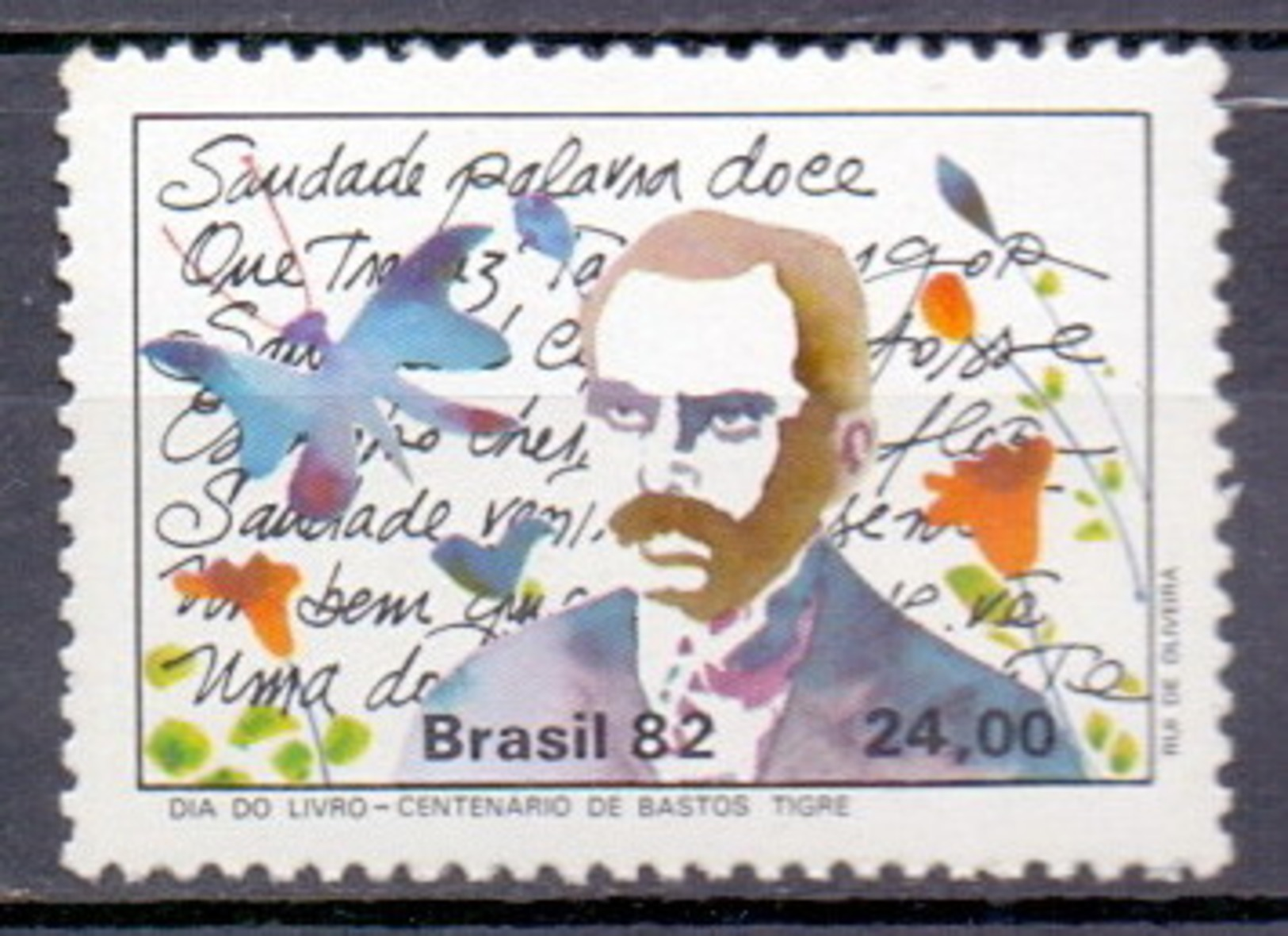 Brazil (Brasil) 1982 Bastos Tigre Poet, Book Day (1v) MNH (M-129) - Unused Stamps