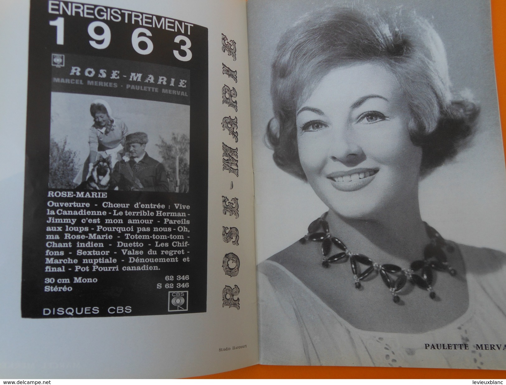 Programme de Théâtre/ Théâtre Mogador/"Rose Marie"/ Opérette à grand spectacle/Merkés-Merval/Henri Varna//1963   PROG140