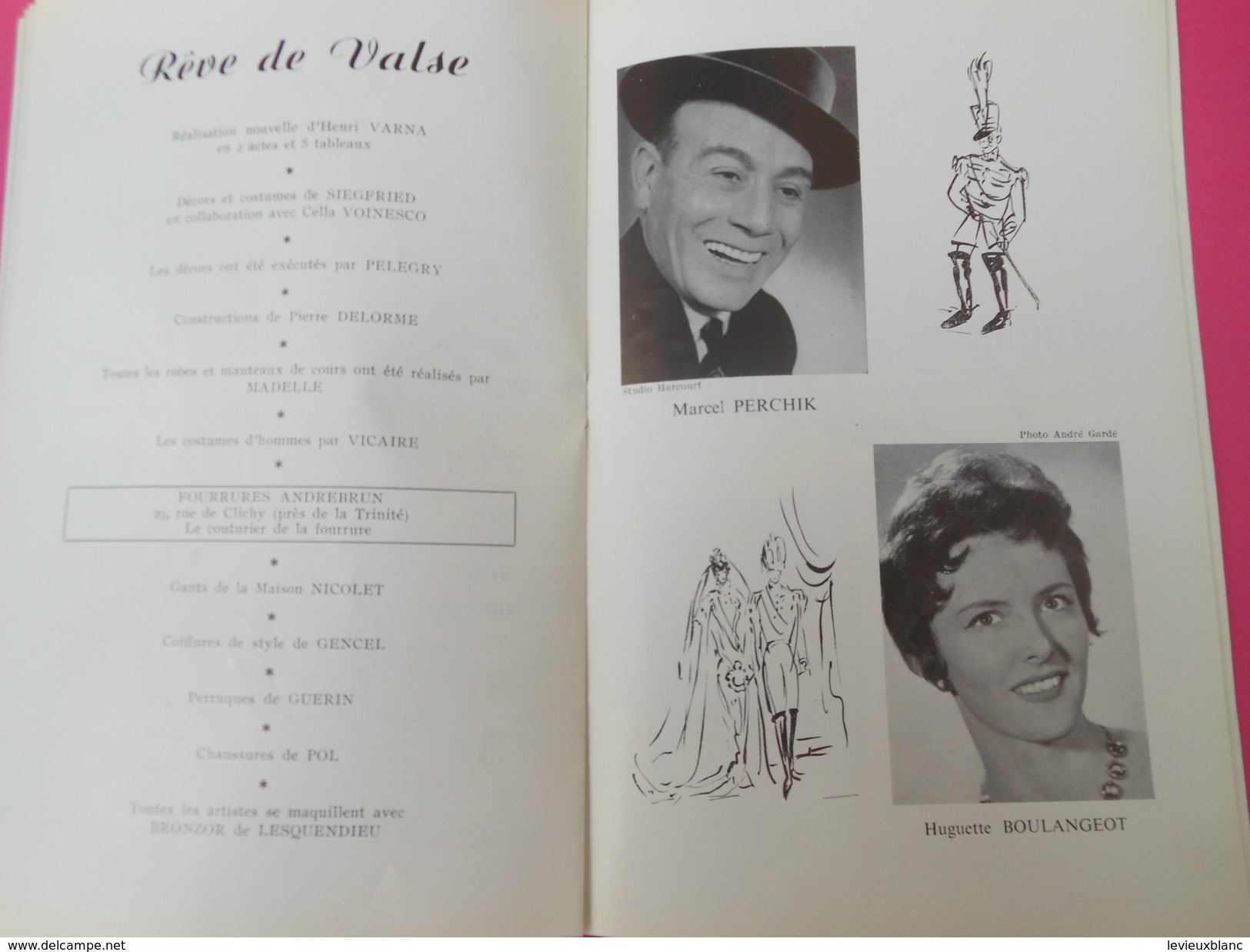 Programme de Théâtre/ Théâtre Mogador/"Rêve de Valse"/ Opérette/Merkés-Merval/Henri Varna//1962   PROG141