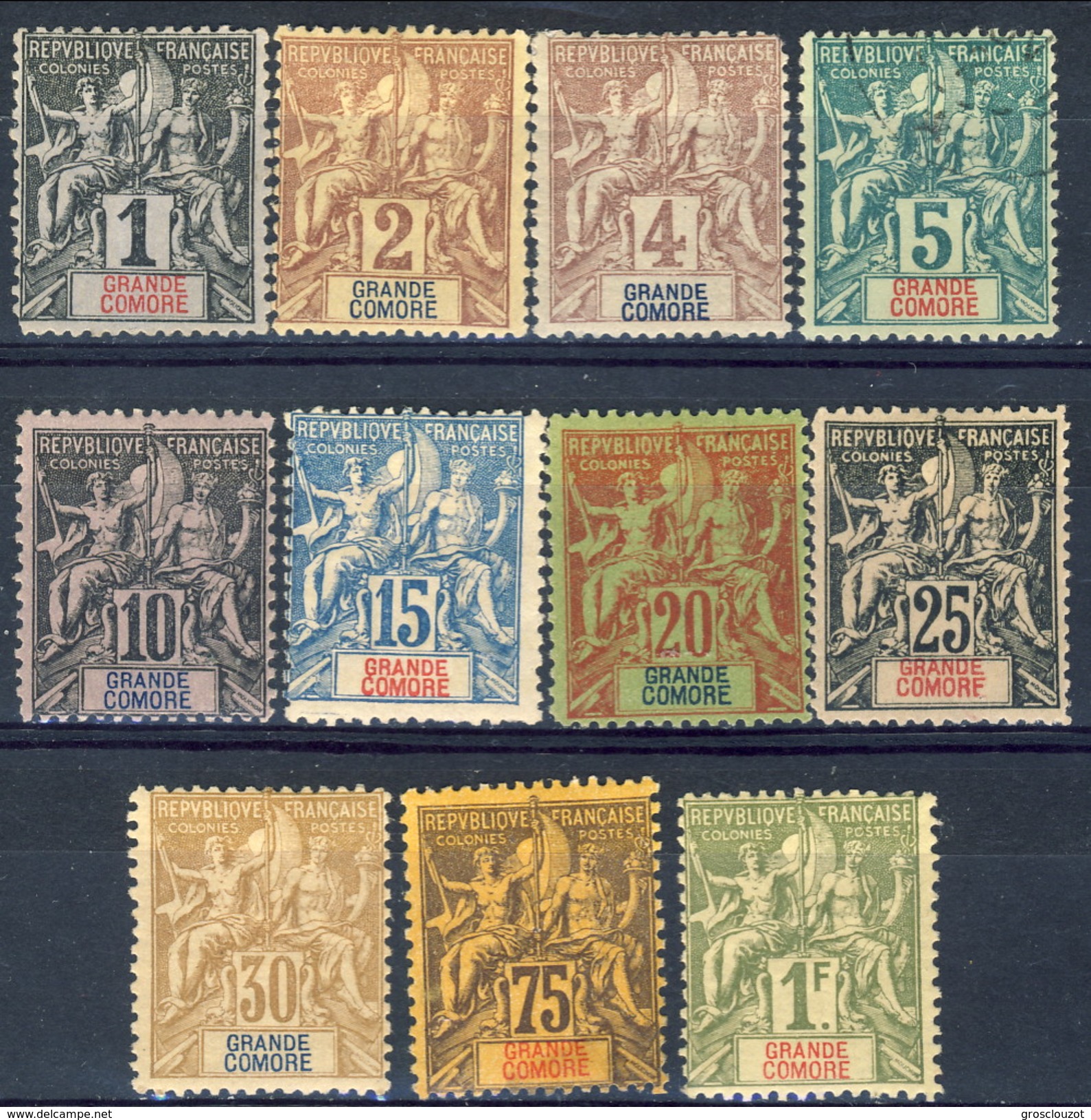 Grand Comore 1897 Serie N. 1-13 (mancano N. 10 E 11) MH Cat. &euro; 214 - Other & Unclassified