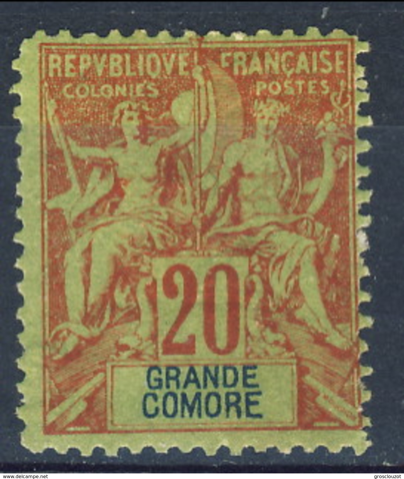 Grand Comore 1897 N. 7 C. 20 Rosso Mattone MH Cat. &euro; 14,50 - Other & Unclassified