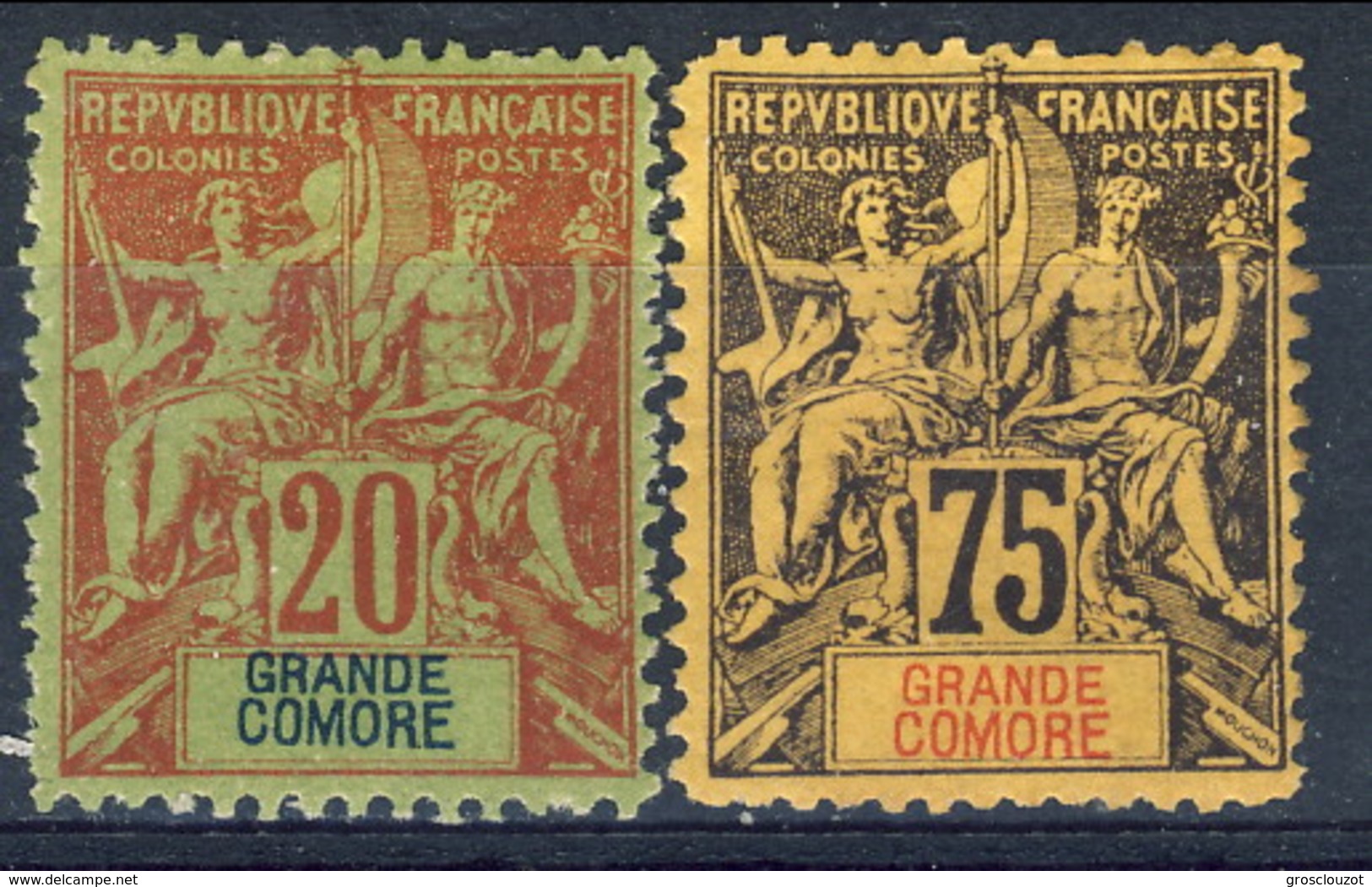 Grand Comore 1897 Due Valori Della Serie 1-13 MH Cat. &euro; 81 - Sonstige & Ohne Zuordnung