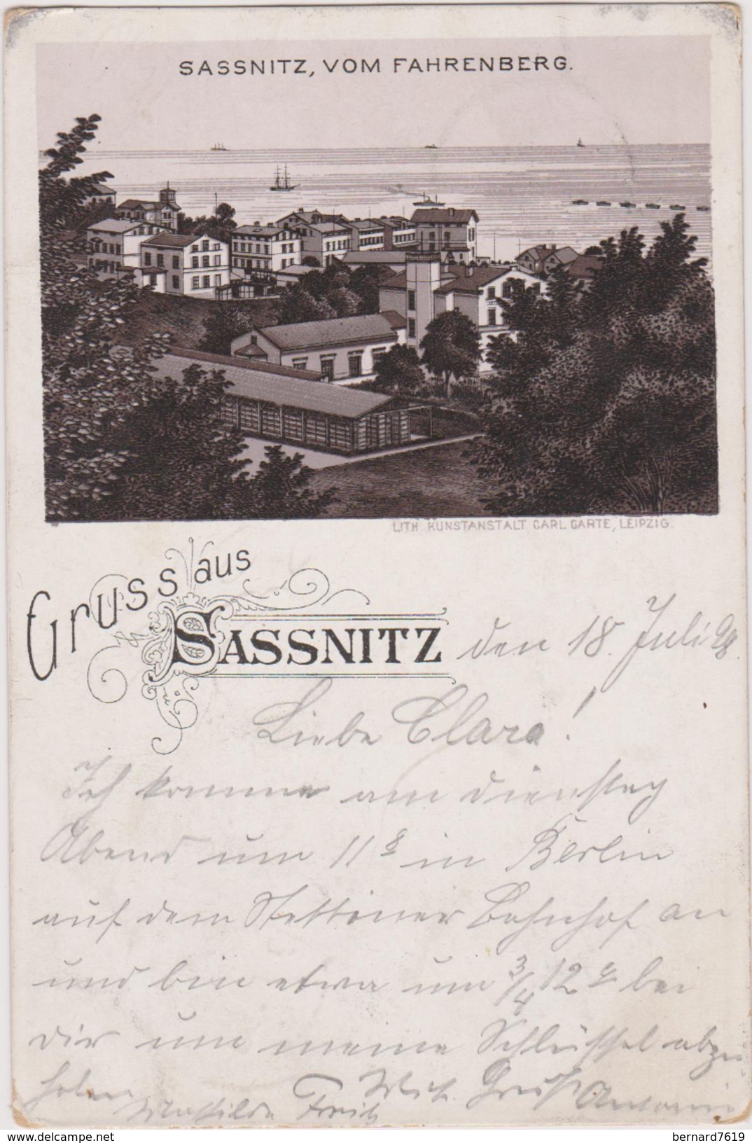 Allemagne Gruss Aus  Sassnitz  Vom Fahrenberg  1898 - Sassnitz