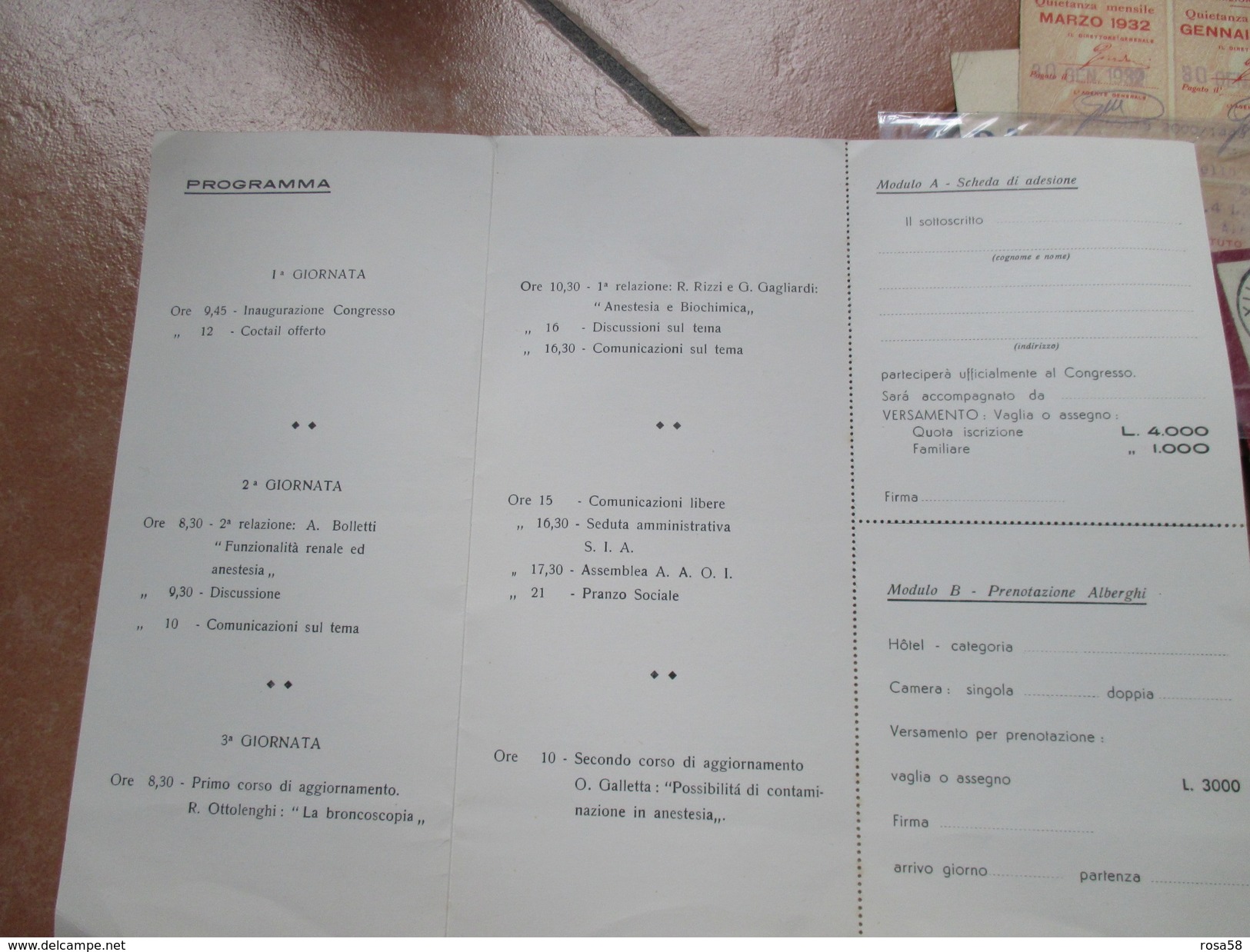 1962 XV Congresso Società Italiana Anestesiologia Napoli Ottobre PROGRAMMA - Altri & Non Classificati