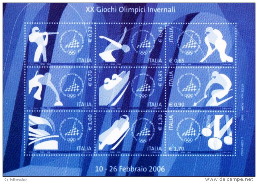 [DC0804] CARTOLINEA - XX GIOCHI OLIMPICI INVERNALI TORINO 2006 - RIPRFOGLIETTO FRANCOBOLLI EMESSO DALLE POSTE ITALIANE - Giochi Olimpici