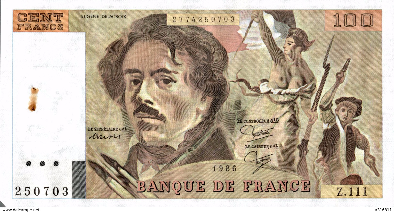 Billet De 100 Francs - 100 F 1978-1995 ''Delacroix''