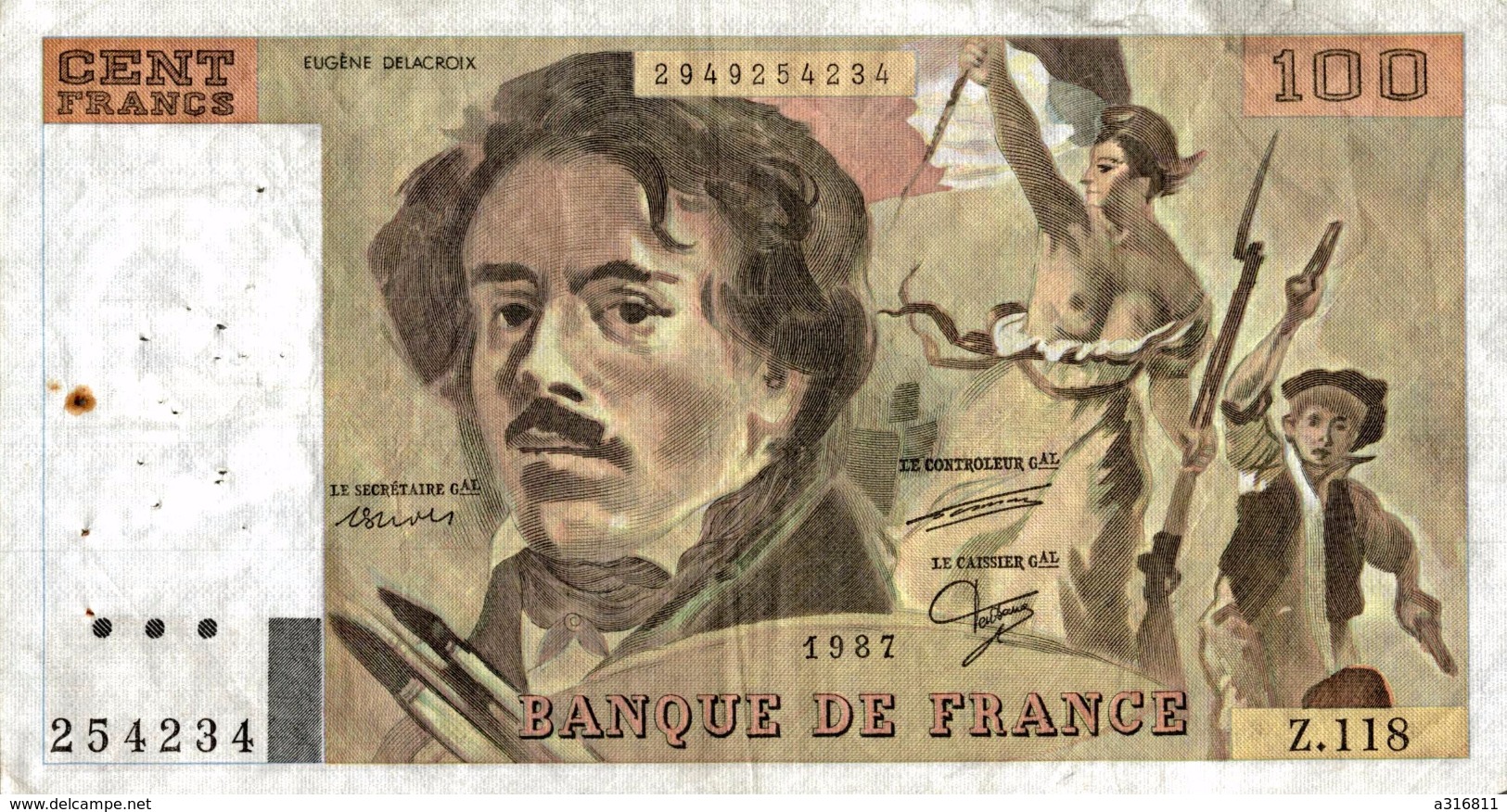 Billet De 100 Francs - 100 F 1978-1995 ''Delacroix''