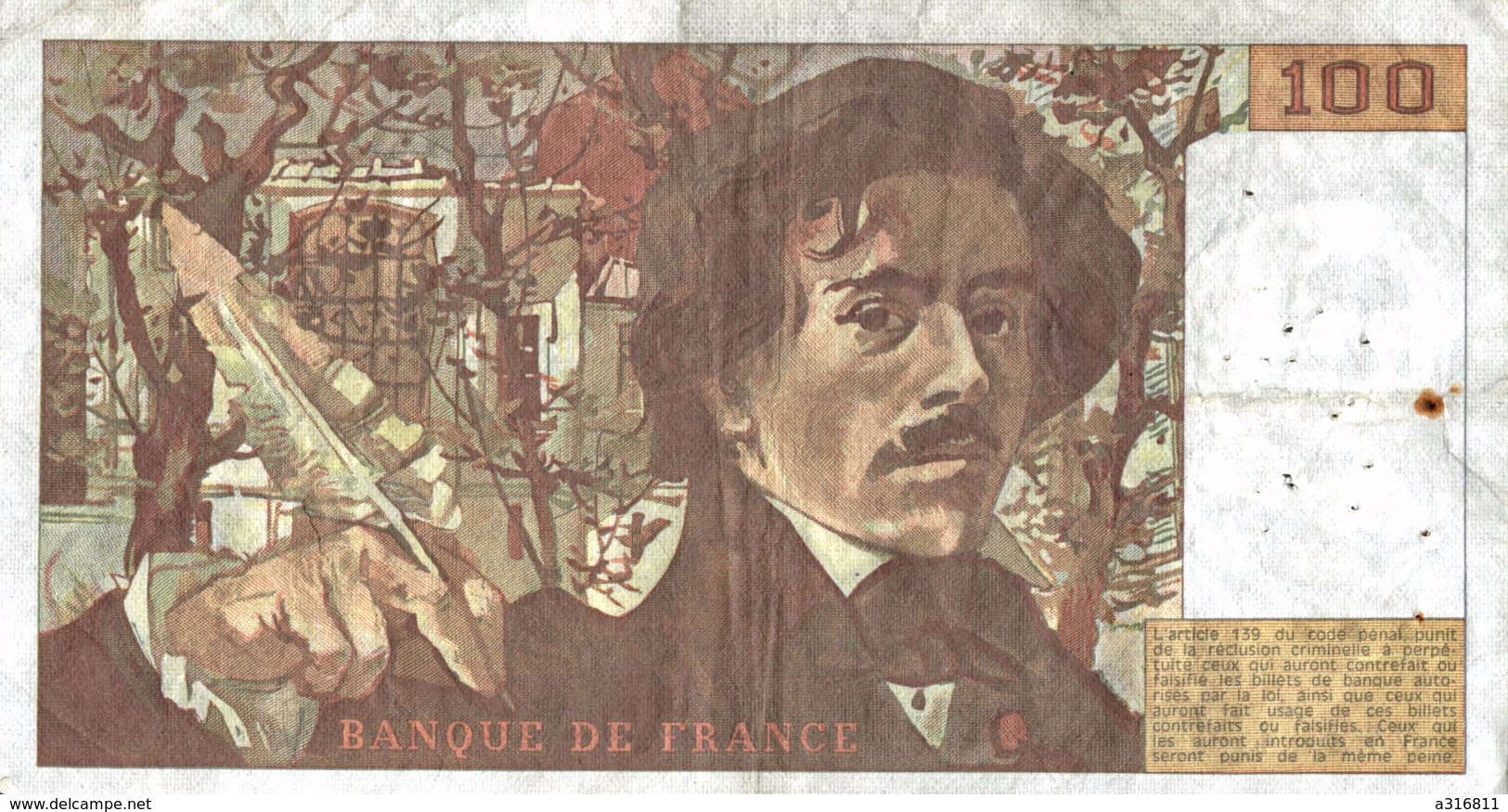 Billet De 100 Francs - 100 F 1978-1995 ''Delacroix''