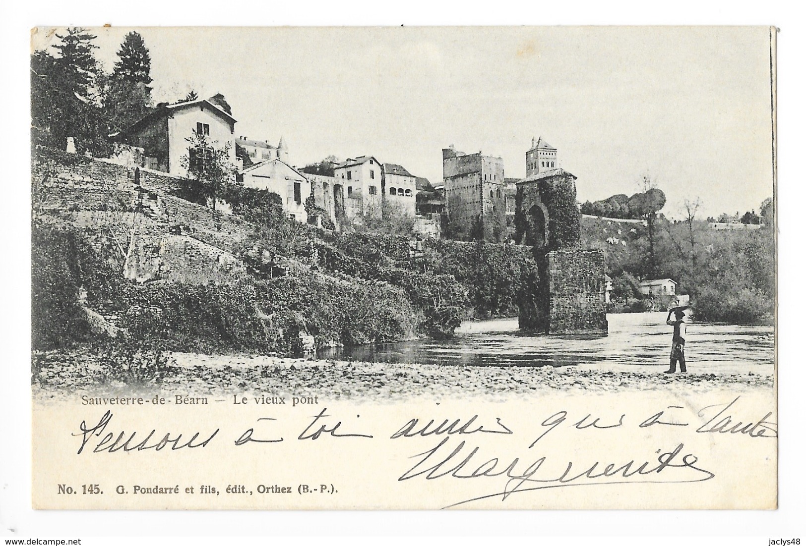 SAUVETERRE De BEARN  (cpa 64)  Le Vieux Pont -    - L 1 - Sauveterre De Bearn