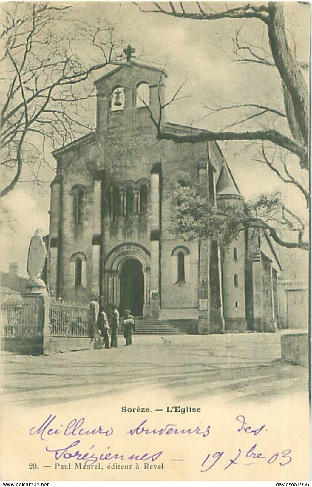 Cpa -   Soréze -  L 'église     ,animée         F573 - Other & Unclassified