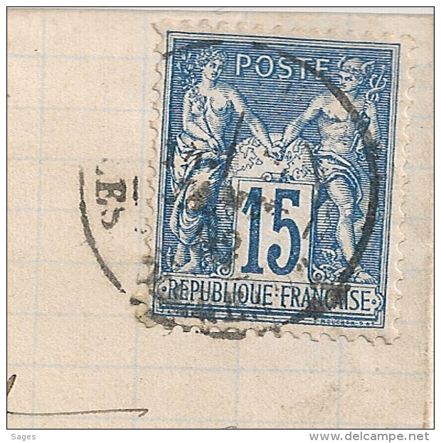 15C SAGE TB CENTRAGE, LYON LES TERREAUX Sur LAC DUPLAY &amp; Cie Pour LES VANS Ardèche. - 1876-1898 Sage (Type II)