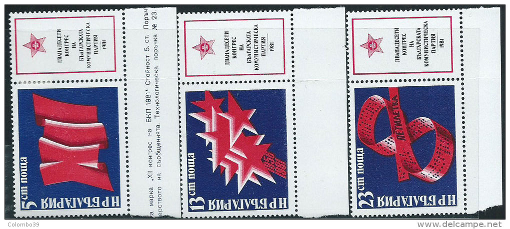 Bulgaria 1981 Nuovo** - Mi.2971/3 Zf  Yv .2608/10 - Nuovi