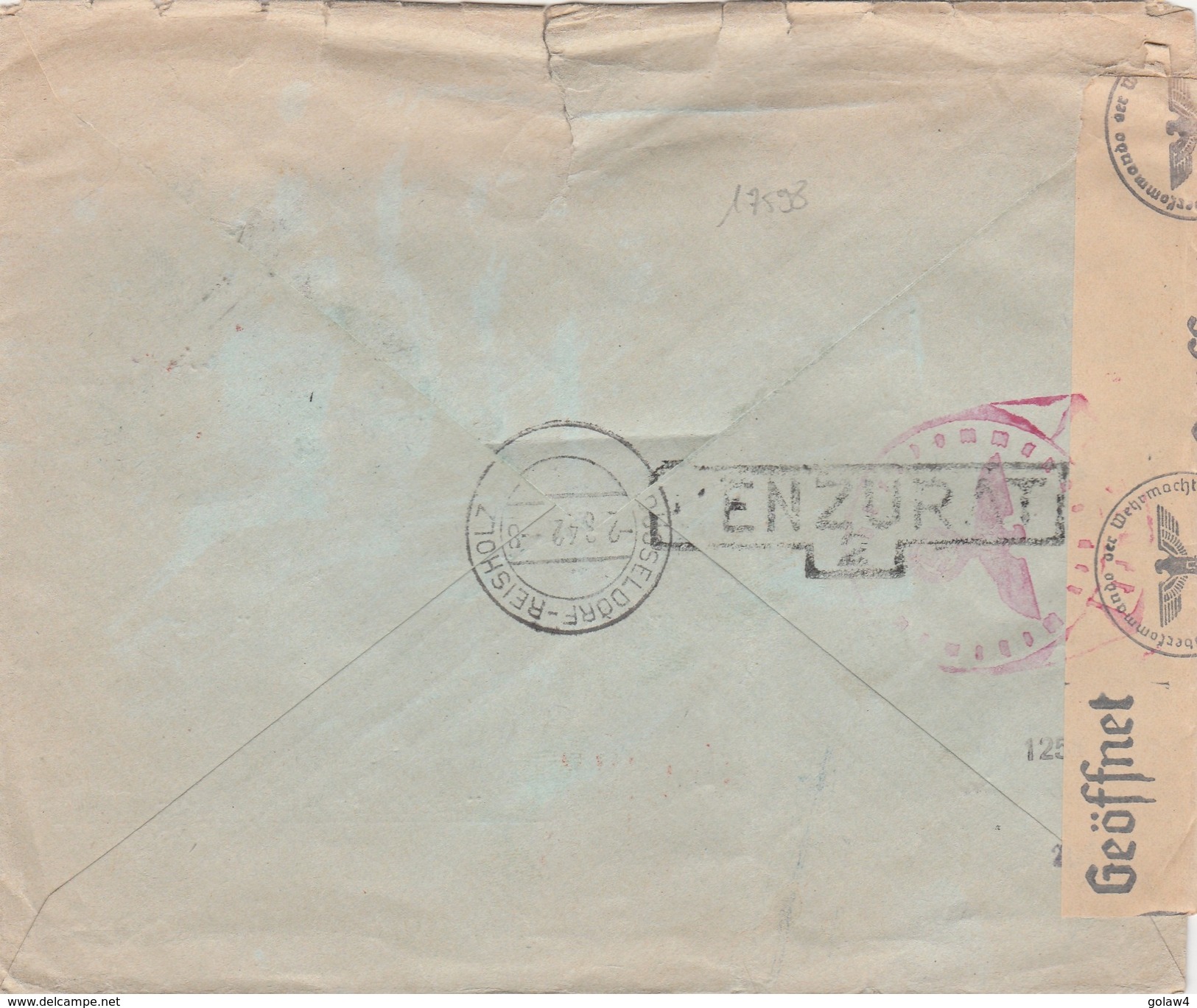 17598# ROUMANIE LETTRE CENSURE ALLEMANDE ZENZURAT Obl GALATI PAR AVION 1942 ROMANIA Pour DÜSSELDORF REISHOLZ - Lettres 2ème Guerre Mondiale