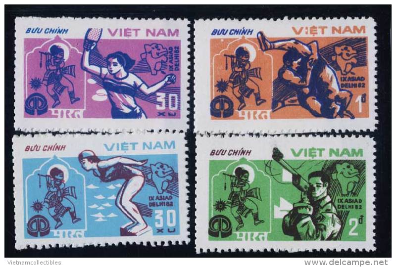 Blk 4 Vietnam Viet Nam MNH 1982 : 9th Asian Games - New Dehli / Elephant / Swimming / Ping Pong / Wrestling (Ms406) - Vietnam