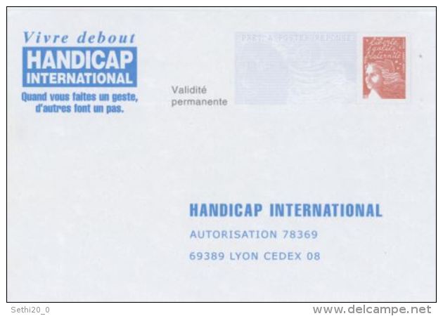 France PAP Réponse Luquet RF 0307105 HANDICAP INTERNATIONAL - PAP: Ristampa/Luquet