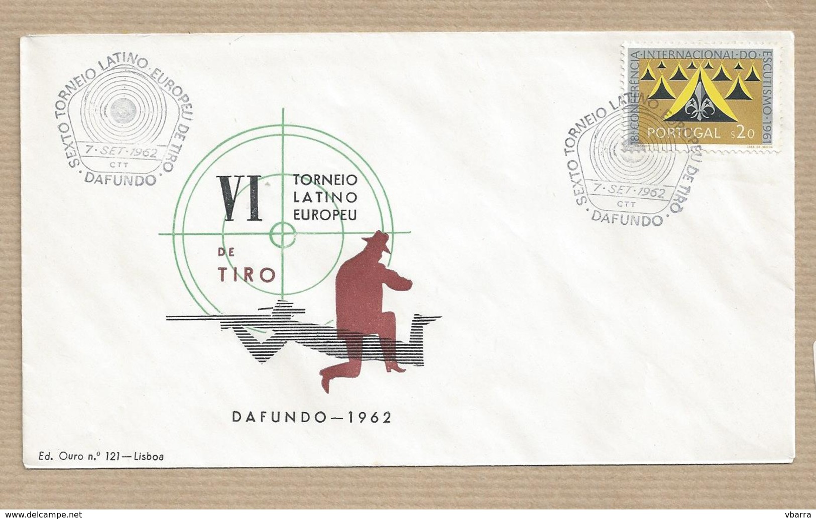 Portugal FDC First Day Cover Premier Jour Sobrescrito 1º Dia - VI Torneio Latino Europeu Tiro Portugal 1962 - FDC