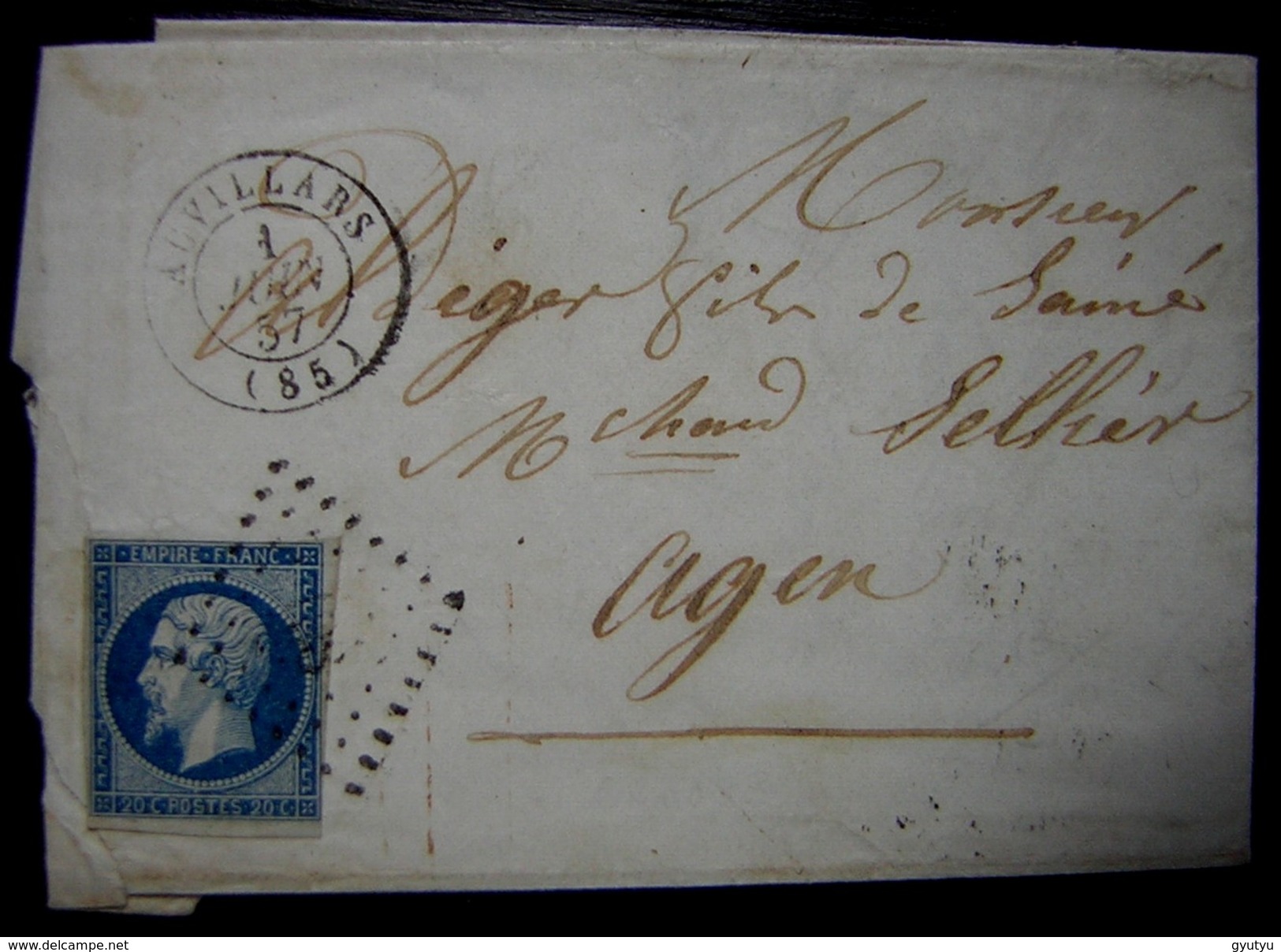 1857 Auvillars (Tarn Et Garonne) PC 198 Sur Une Lettre Pour Agen - 1849-1876: Classic Period