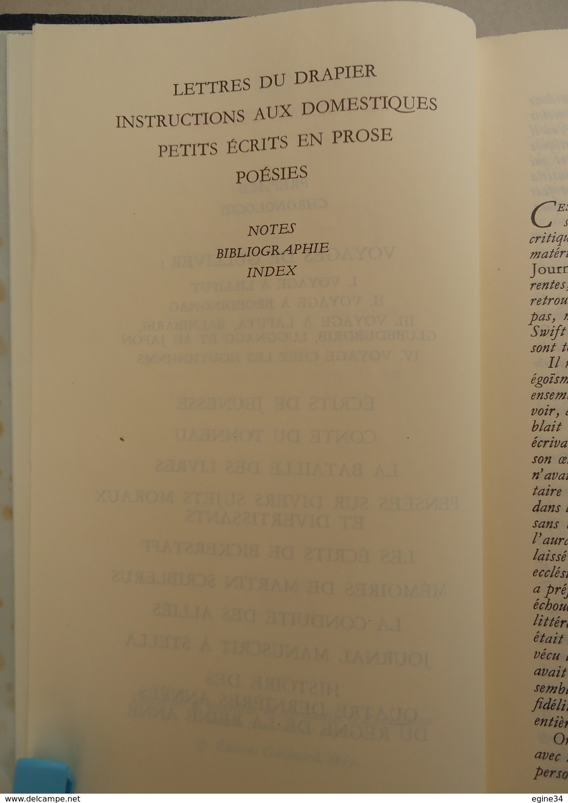 Bibliothèque De La PLEIADE No 180 - Jonathan Swift - Oeuvres -  1995 - La Pléiade