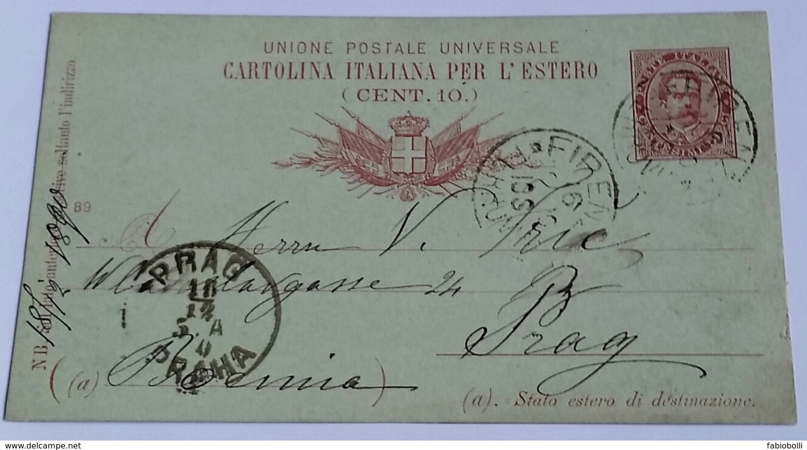 1890 INTERO POSTALE X ESTERO BOEMIA DA FIRENZE A PRAGA (141) - Interi Postali