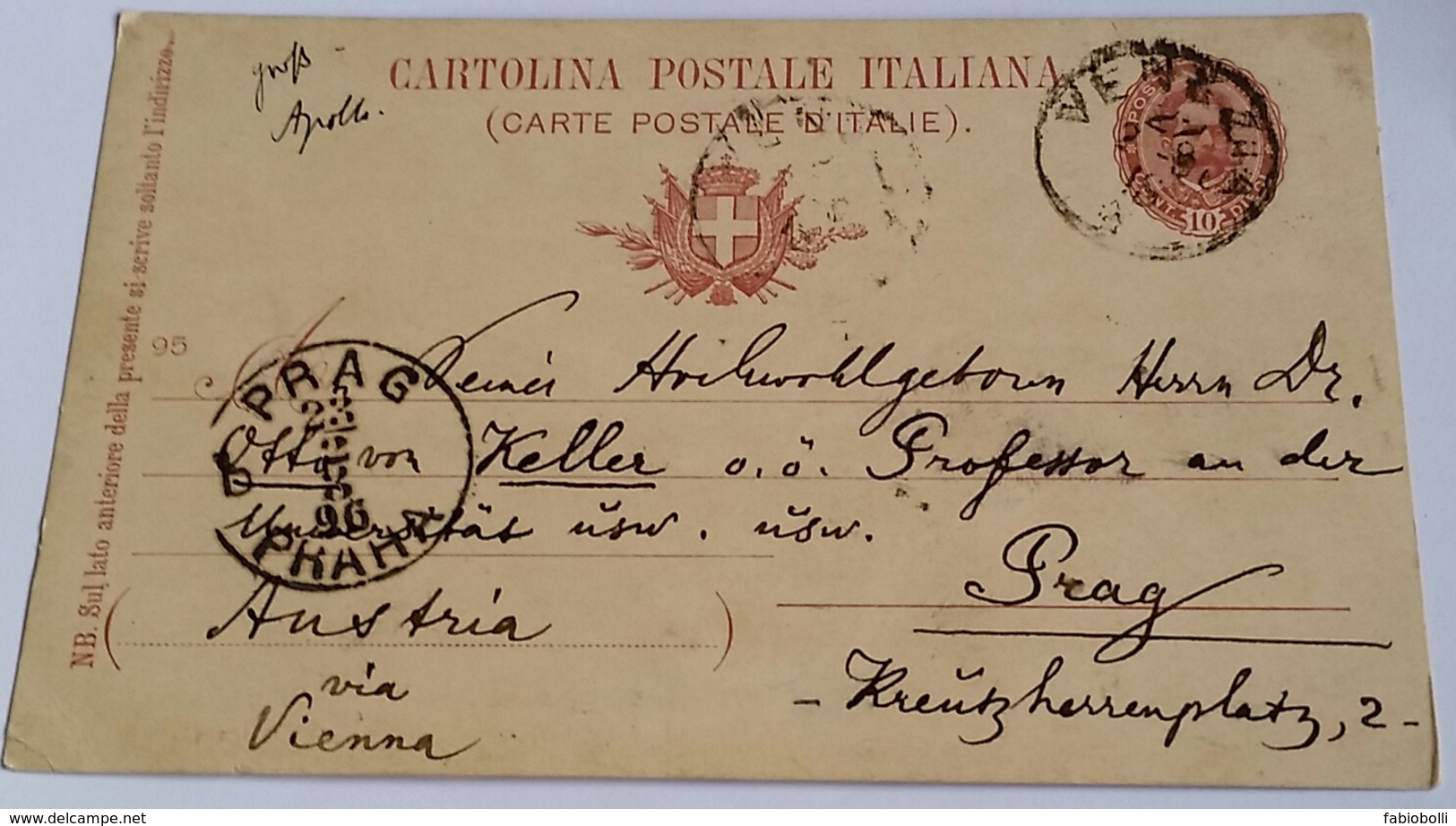 1896 INTERO POSTALE X ESTERO BOEMIA DA VENEZIA A PRAGA (146) - Interi Postali