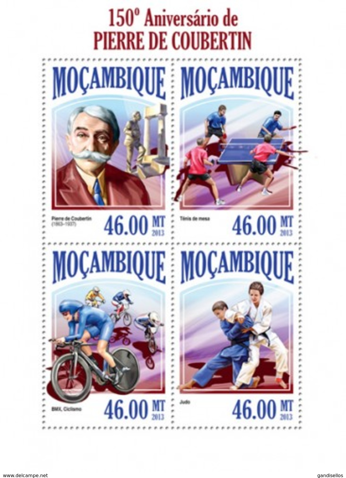 MOZAMBIQUE 2013 SHEET PIERRE DE COUBERTIN OLYMPIC GAMES JEUX OLYMPIQUES SPORTS DEPORTES JUEGOS OLIMPICOS Moz13403a - Mozambique