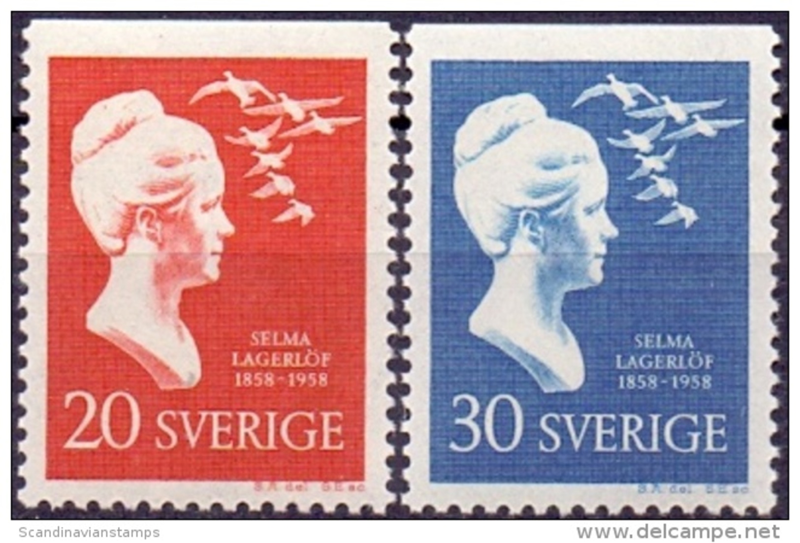 ZWEDEN 1958 20 En 30öre Driezijdig Getand Selma Lagrlof PF-MNH - Ungebraucht