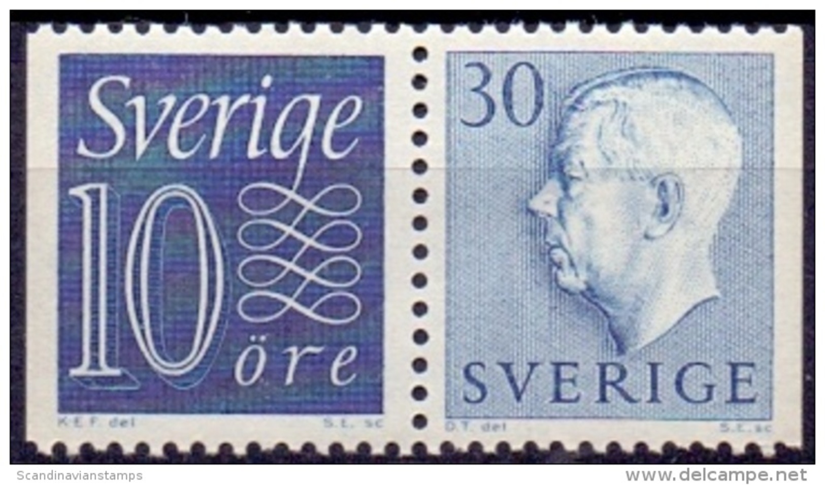 ZWEDEN 1957 30öre Blauw Paar 10+30 Gustaf VI Adolf Type II PF-MNH - Ungebraucht