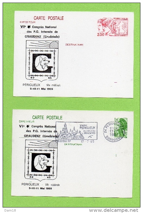 LOT 2 EP AVEC REPIQUAGE 6EME CONGRES DES PRISONNIERS DE GUERRE ET INTERNES DE GRAUDENZ - Overprinter Postcards (before 1995)