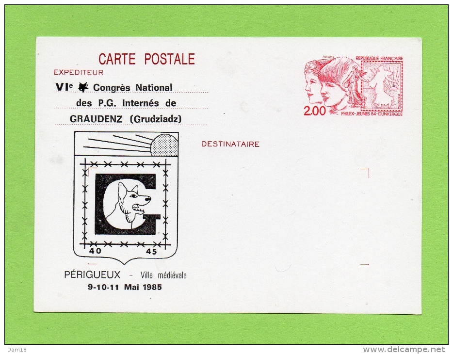 LOT 2 EP AVEC REPIQUAGE 6EME CONGRES DES PRISONNIERS DE GUERRE ET INTERNES DE GRAUDENZ - Overprinter Postcards (before 1995)