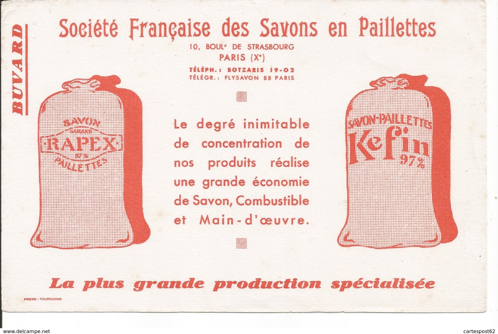 Buvard Société Française Des Savons En Paillettes. Rapex, Kefin. - Produits Ménagers