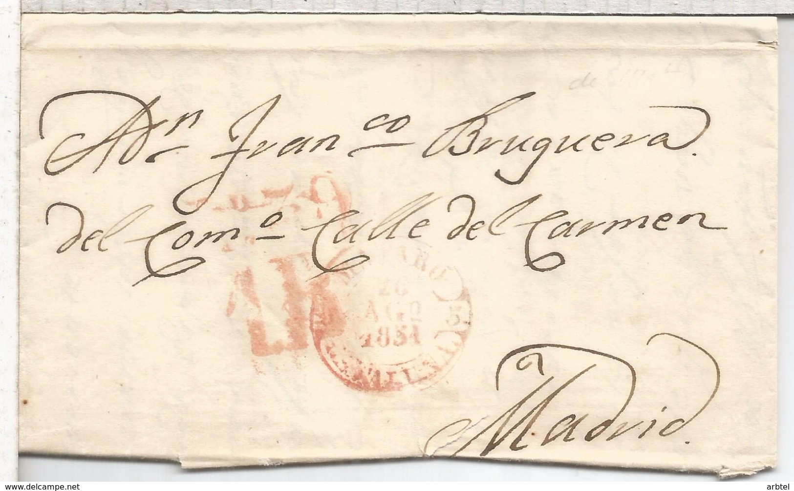 ENVUELTA PREFILATELIA DE MATARO A MADRID - ...-1850 Prephilately