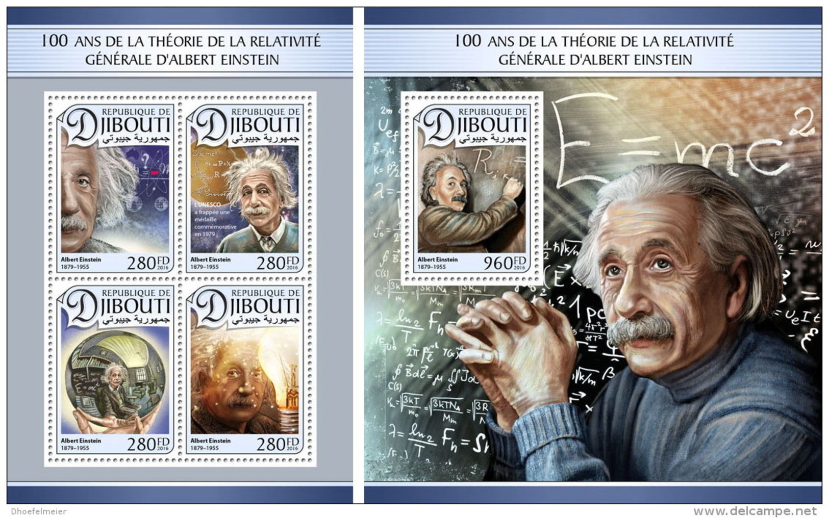 DJIBOUTI 2016 ** Albert Einstein M/S+S/S - OFFICIAL ISSUE - A1704 - Albert Einstein