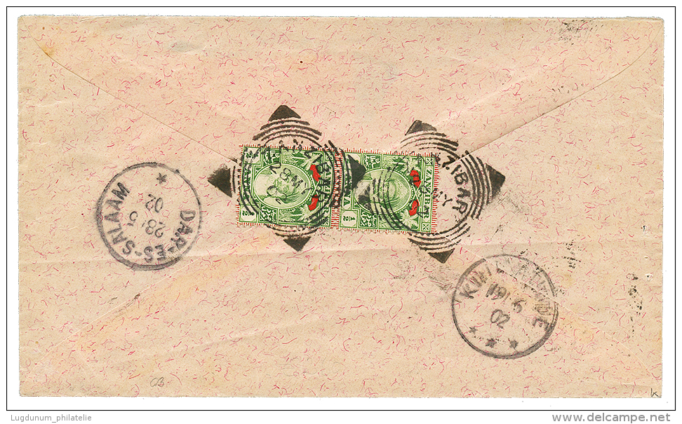 ZANZIBAR To KILIMATINDE : 1902 1a+ 2a+ 2 1/2a + Verso 1/2a(x2) Canc. ZANZIBAR On Envelope To KILIMATINDE(GERMAN EAST AFR - Zanzibar (1963-1968)